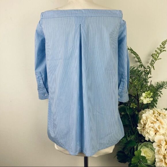 NORDSTROM * blouse off shoulder stripe resort - Picture 5 of 12